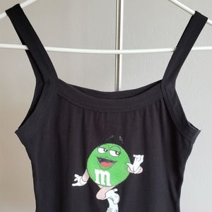 M&Ms world black tank top with M&M design